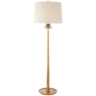 AERIN for Visual Comfort Signature Beaumont Floor Lamp in Gild with Linen Shade For Sale