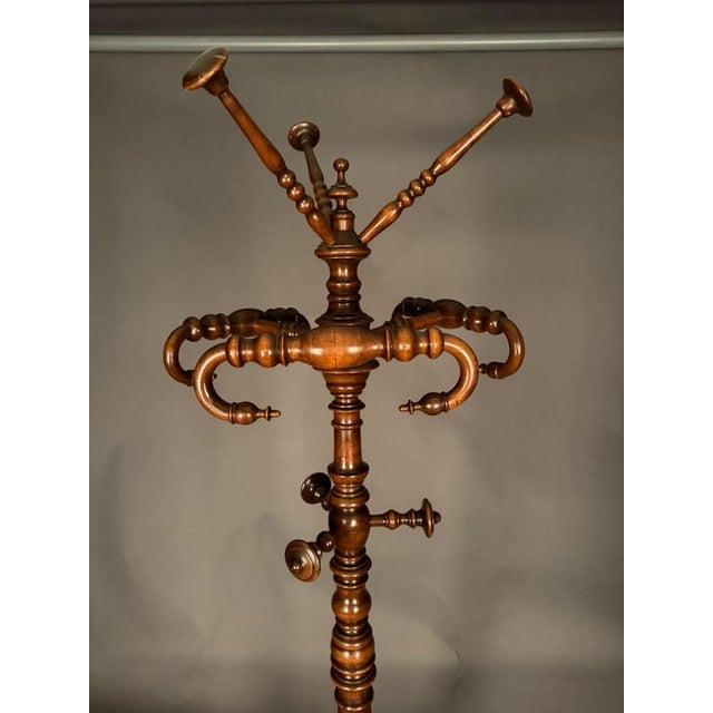 Italian 19th Century Italian Walnut Hall Tree / Rotating Coat Rack From Piedmont, Circa 1830 For Sale - Image 3 of 13