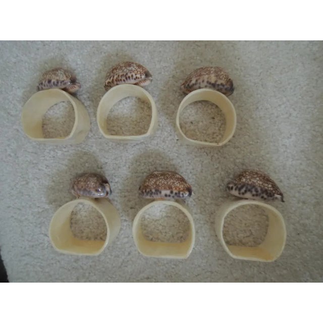 1960s 1960s Mother of Pearl and Shell Napkin Rings - Set of 6 For Sale - Image 5 of 13
