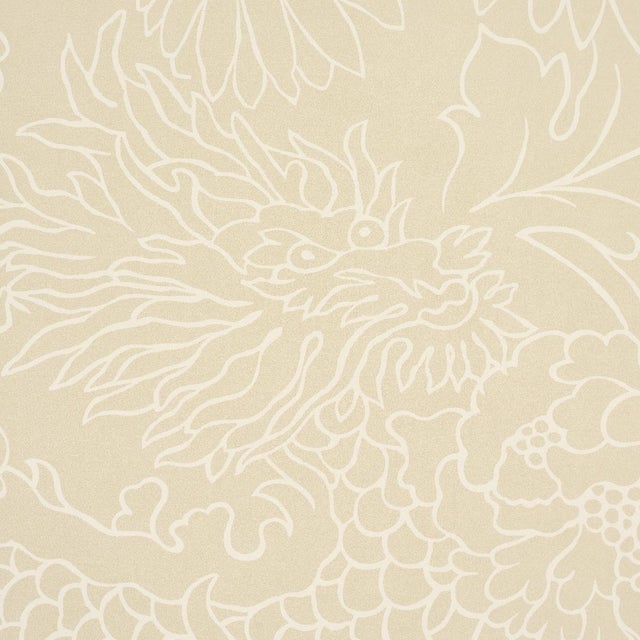 Traditional Schumacher Chiang Mai Dragon Silhouette Wallcovering In Mistral Sand For Sale - Image 3 of 5