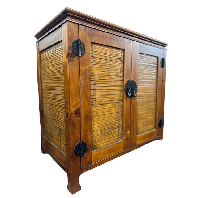 Oriental James Mont Style Koa & Stick Rattan Stereo Cabinet For Sale In Los Angeles - Image 6 of 11