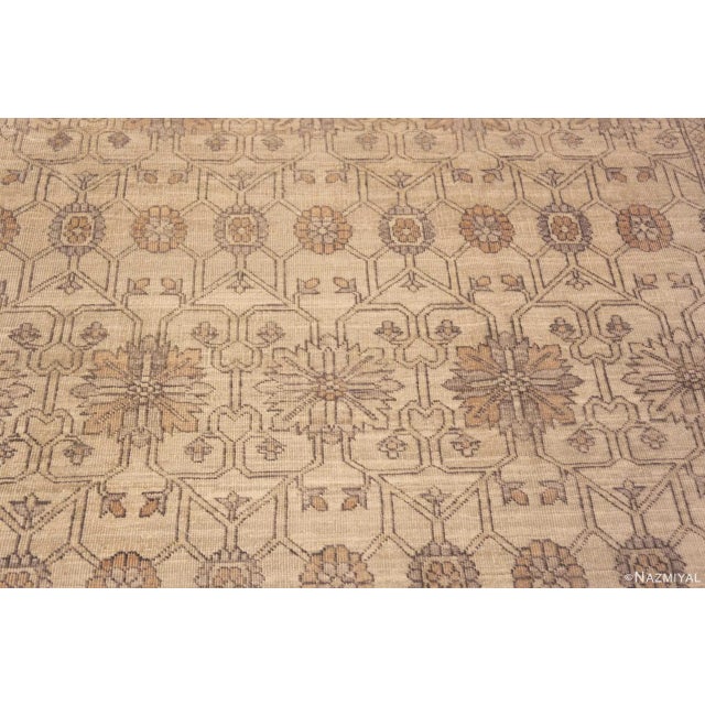 Neutral Cream Color Tribal Geometric Modern Turkish Oushak Design Rug For Sale - Image 4 of 8