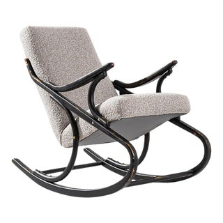 1960s Upholstered Bentwood Rocking Chair by TON For Sale
