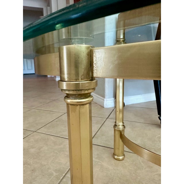 Hollywood Regency Brass Oval Cocktail Coffee Table Made Italy For Sale - Image 11 of 18