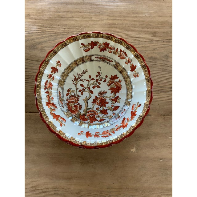 Ceramic Antique Copeland Spode England “India Tree” Orange Rust and Gold Scallop-Edged Coupe/Cereal Bowl For Sale - Image 7 of 7