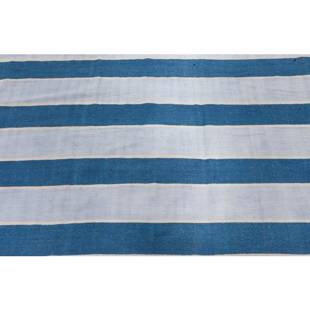 Doris Leslie Blau Vintage Indian Dhurrie Striped Rug For Sale - Image 9 of 11