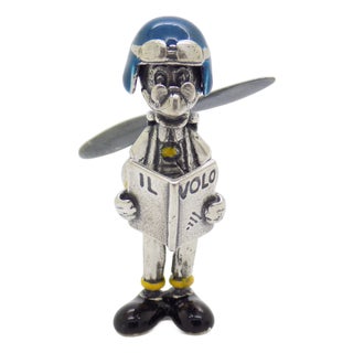 Vintage Italian Sterling Silver Gyro Gearloose Figurine, Tuscany, Italy, 1980s For Sale