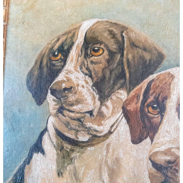 20th Century American Oil on Wood Panel Painting of Two Pointer Hunting Dogs For Sale In New York - Image 6 of 11