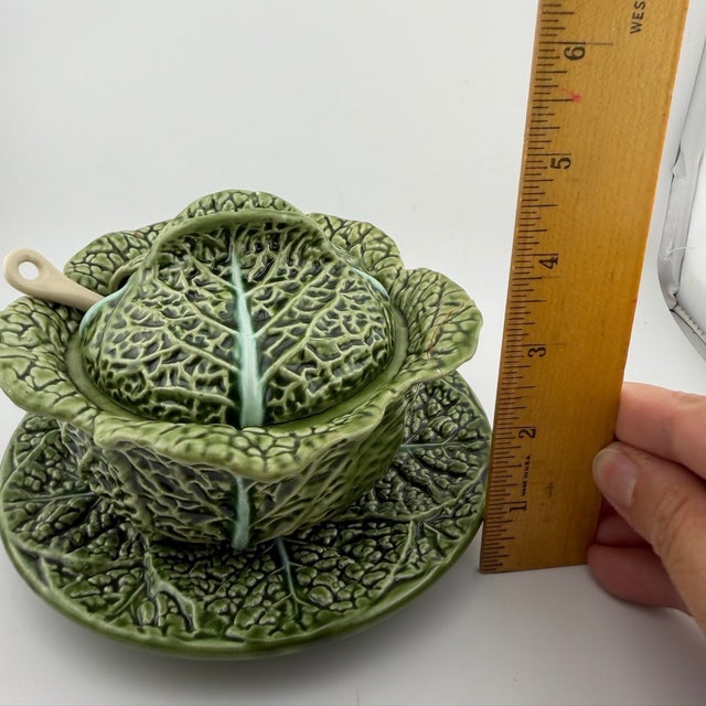 1990s Vintage Costa Pereira Majolica Portugal Cabbage Leaf Tureen For Sale - Image 5 of 5