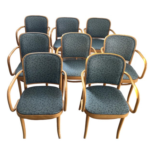 Vintage Mid Century Modern Scandinavian Loewenstein Bentwood Arm Dining Chairs -Set of 8 For Sale