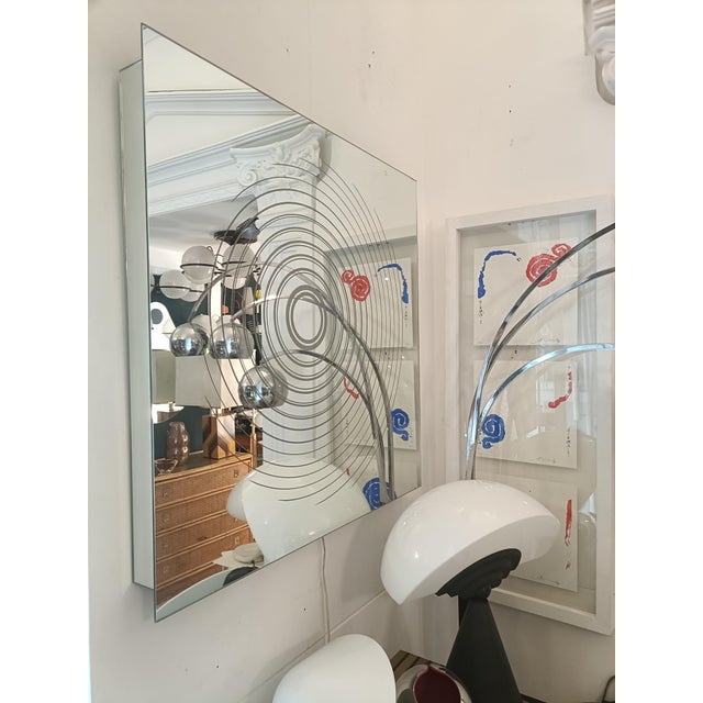 1970s Backlit Mirror with Optical Screen Prints, Italy, 1970s For Sale - Image 5 of 9