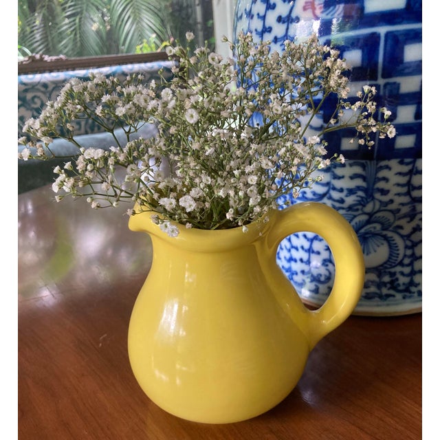 Vintage Authentic Glossy Yellow Stamped Ceramic Haeger Pitcher. For Sale In West Palm - Image 6 of 7