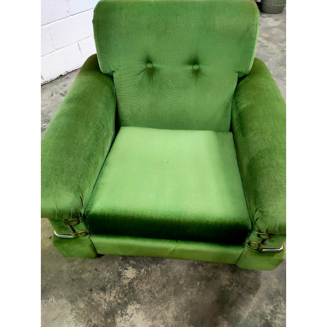 Vintage Lounge Chair in Velvet, 1970 For Sale - Image 4 of 7