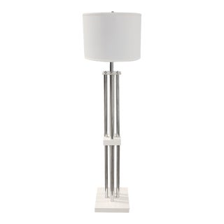 1970's Modernist Chrome & Lucite Column Floor Lamp For Sale