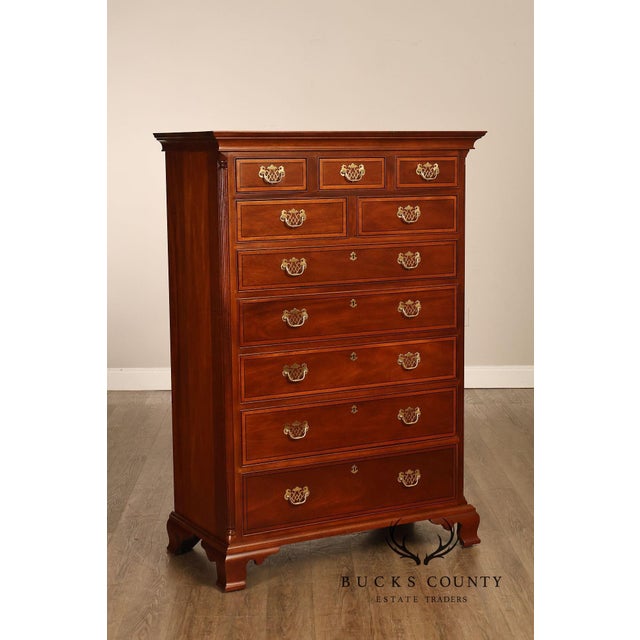 Stickley Georgian Style Banded Mahogany Tall Chest For Sale - Image 18 of 18