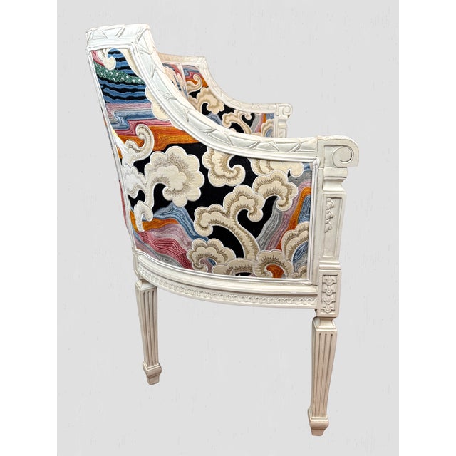 Louis XV Style Chair Vintage Newly Upholstered Crane For Sale In Greensboro - Image 6 of 18