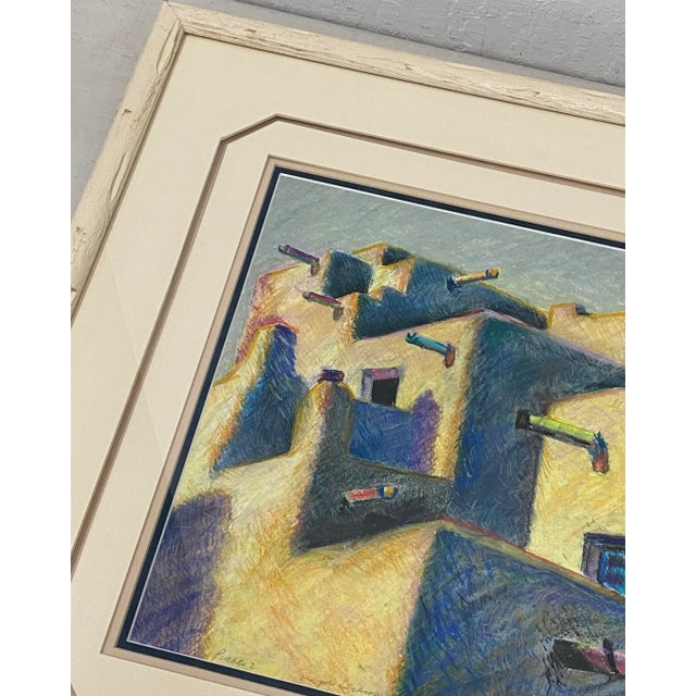 Margie Dickson "Pueblo 2" Original Pastel on Paper 20th Century Dimensions 18.5" wide x 14.5" high The frame measures...