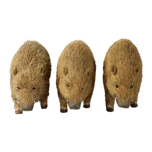 Vintage Mid 20th Century Straw Covered Wild Boar Figures - Group of 3