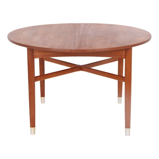 Vintage Danish Teak & Brass Dining Table, 1950s For Sale
