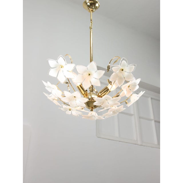 Vintage Italian Murano Glass Flower Chandelier, 1980s For Sale - Image 11 of 16