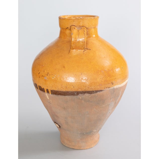 19th Century French Yellow Glazed Terracotta Olive Jar Urn Vase For Sale - Image 4 of 9