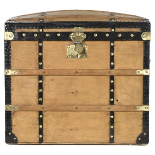 Parisian Reinforced Wooden Transport Trunk, 1800s For Sale
