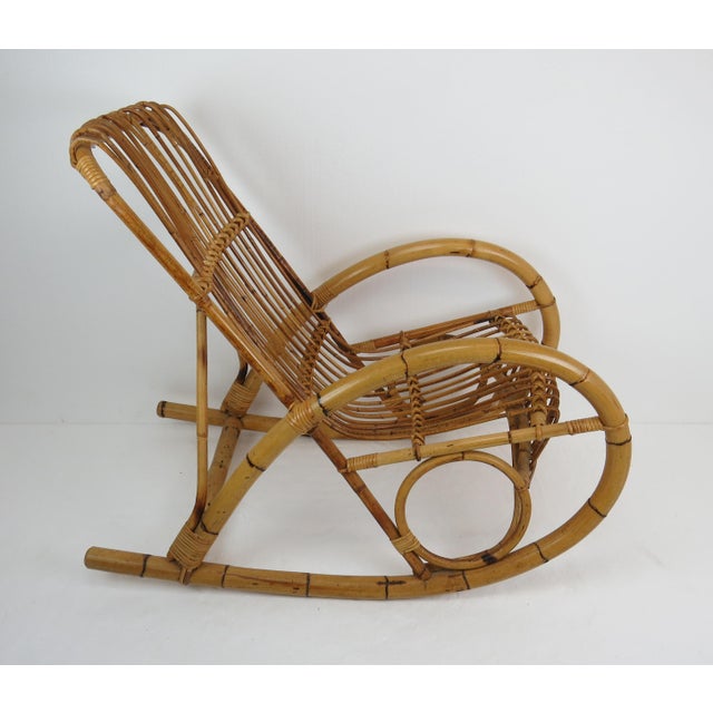 Vintage Franco Albini Style Bamboo Rocking Chair Chairish