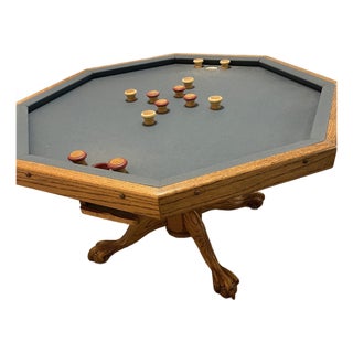 ​Vintage 56" Octagonal Solid Oak 3-in-1 Multi-Game Table For Sale