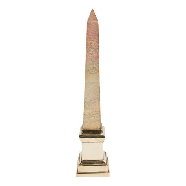 19th Century Marble Obelisk with Brass Mount For Sale