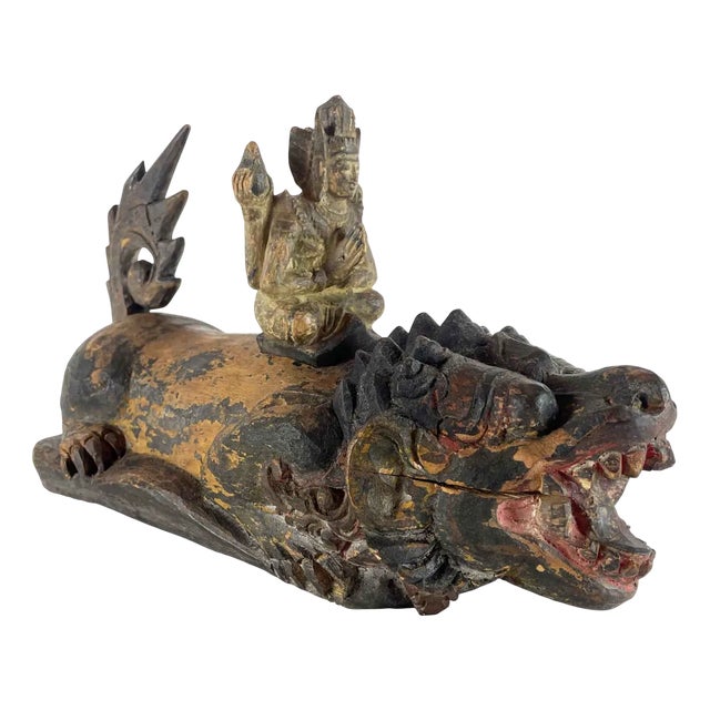 Southeast Asian Artist, Sculpture of Fantastic Animal with Deity, 1800s, Wood For Sale
