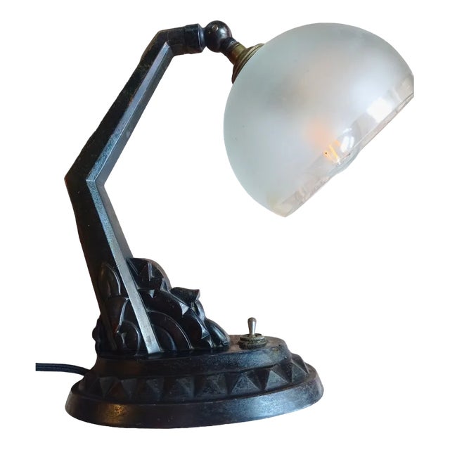 Art Deco Table Lamp in Metal, 1920 For Sale