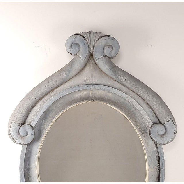 This fantastically alive and flowing French zinc window frame with great, unique color later made into a mirror makes...