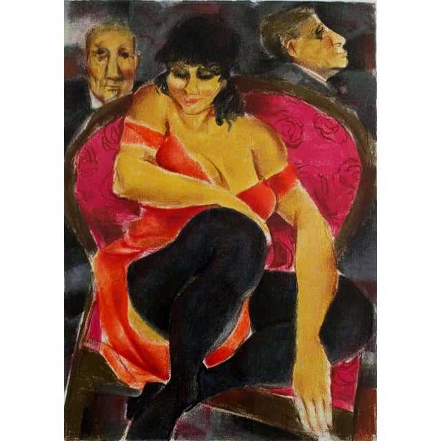 Red Remo Squillantini La Signora in Rosso Signed Lithograph 48/175 Framed 1980s For Sale - Image 8 of 12