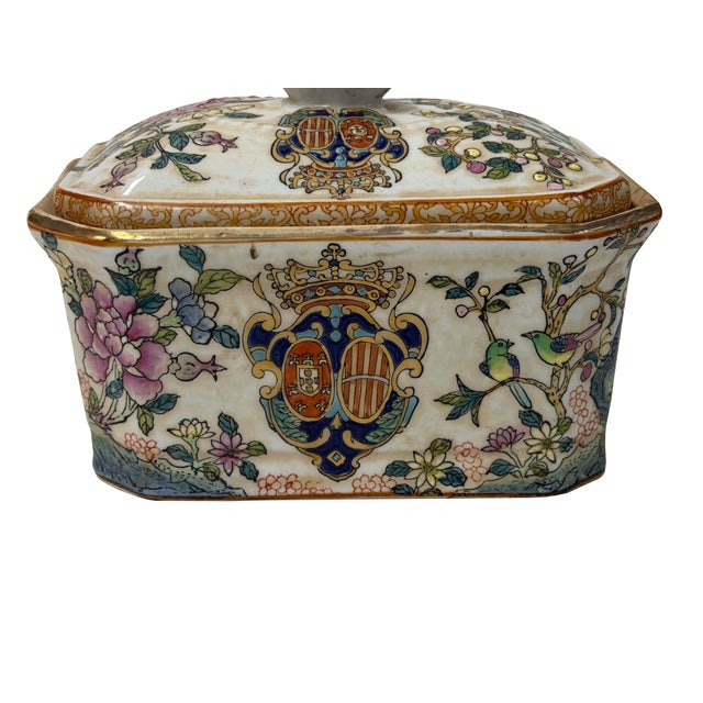 Vintage Famille Rose Enamel Flower Bird Rectangular Porcelain Box For Sale - Image 12 of 13