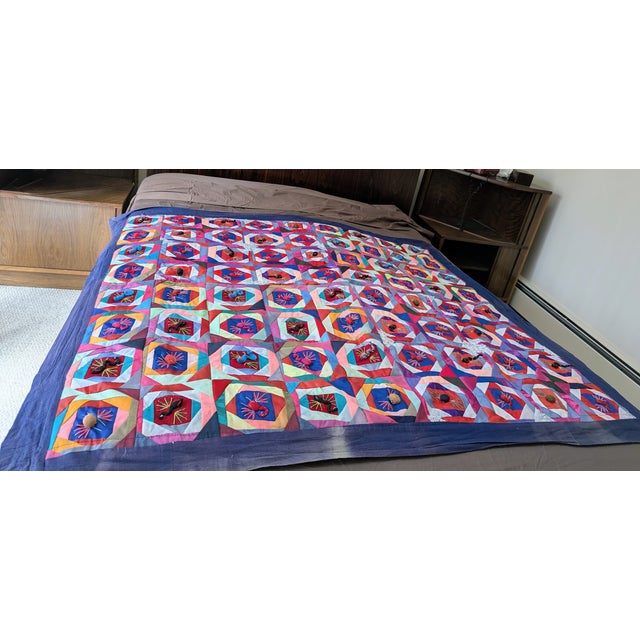 Vintage Double Sided Reversible Handmade Chinese "Bai Jia Bei" Quilt For Sale - Image 4 of 16