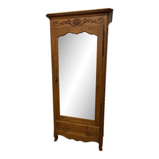 Mid 20th Century Ethan Allen Provencial Armoire With a Mirrored Front For Sale