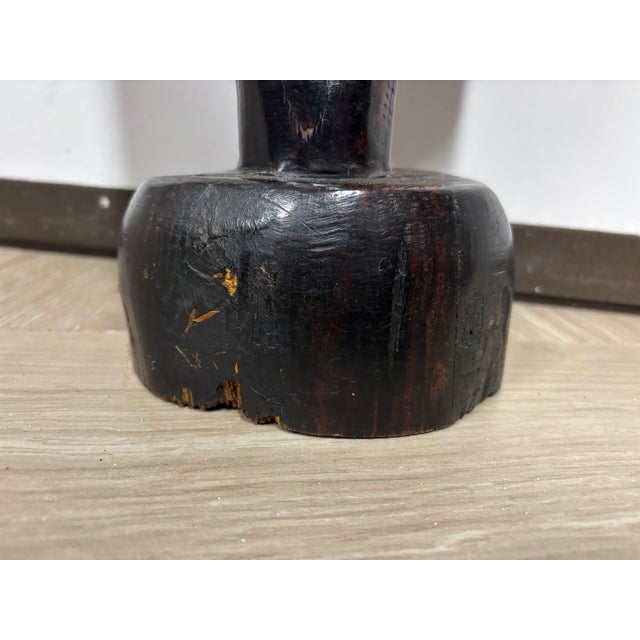 Wood Mid 20th Century Carved African Female Bust | Ebony Hardwood Sculpture | 26” Tall Modernist Figurative Art For Sale - Image 7 of 14