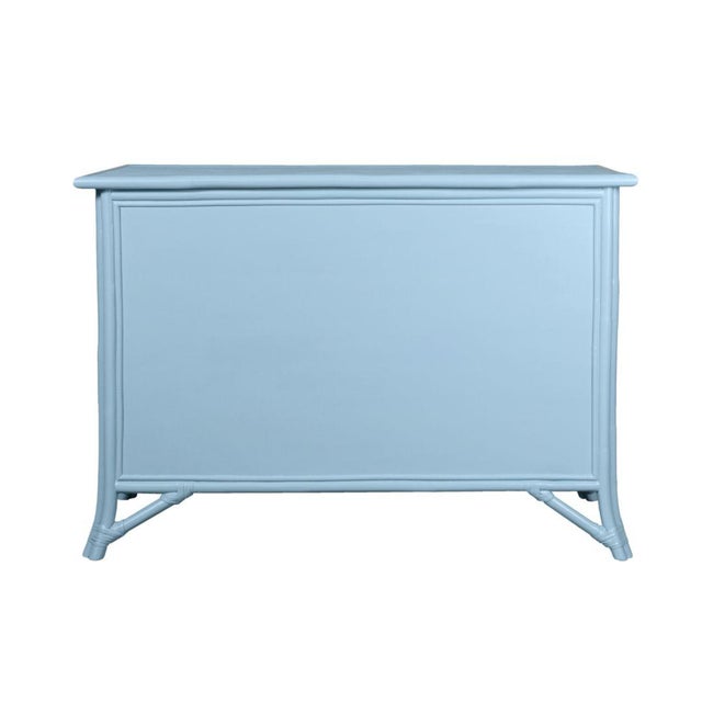 David Francis Pencil Rattan Six-Drawer Dresser, Pool Blue For Sale - Image 4 of 4