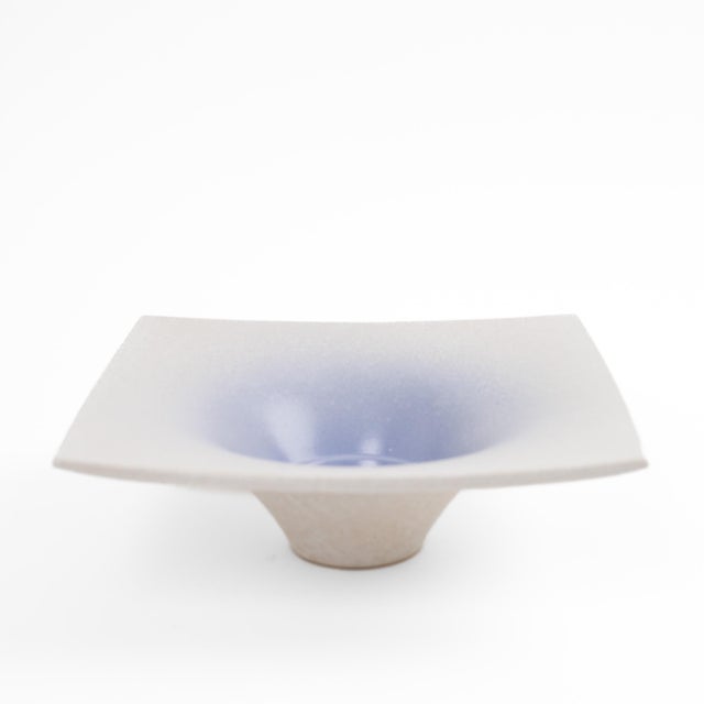 Purple Vintage Japanese Ikebana Vase Purple-to-White Gradient Ceramic Suiban For Sale - Image 8 of 13