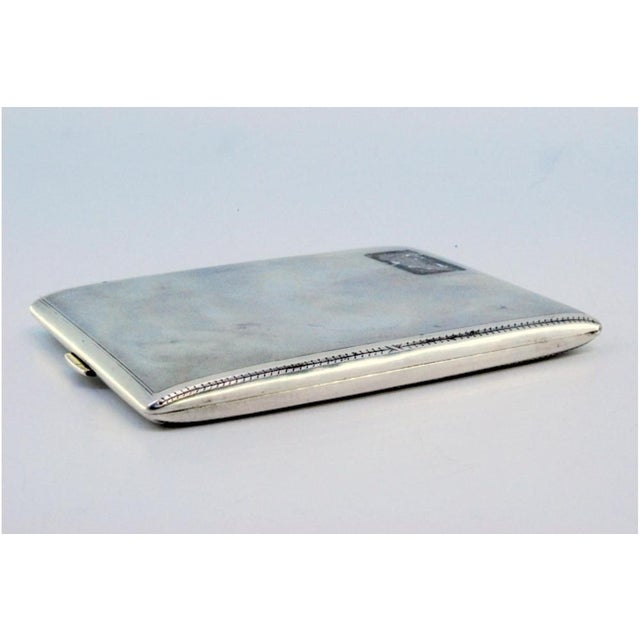 Matte Silver Cigarette Case with Borders on the Edge For Sale - Image 5 of 8