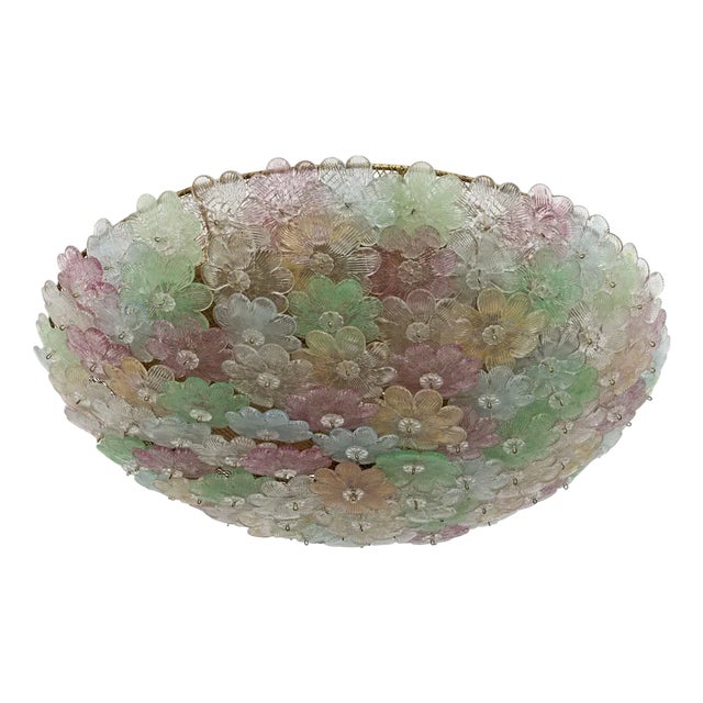 Mid-Century Modern Murano Glass Flower Basket Ceiling Light from Barovier & Toso, 1950 For Sale