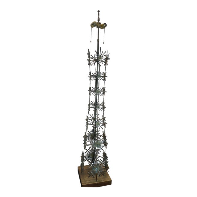 1950s 1960s Mid-Century Paul Evans Style Sculptural Brutalist Abstract Metal Modern Art Floor Lamp For Sale