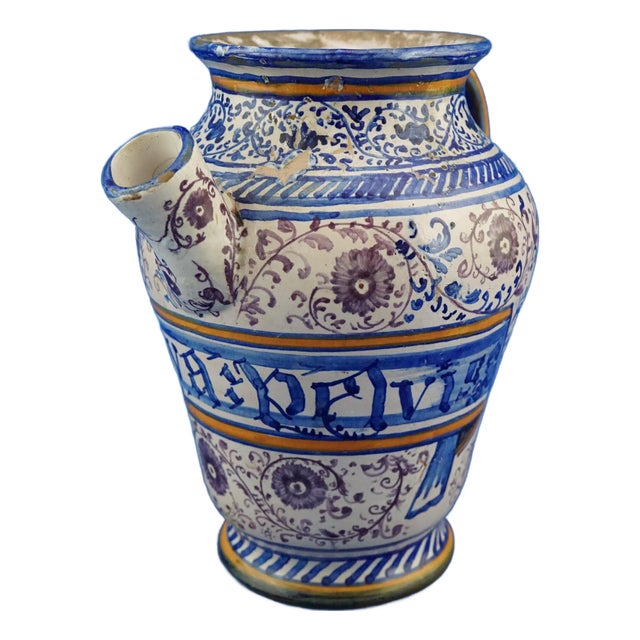 Renaissance Ceramic Pharmacy Jar, Italy, Late 1600s For Sale