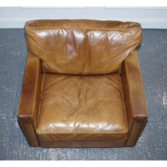 Tan Leather Armchairs by Timothy Oulton Viscount For Sale - Image 13 of 18