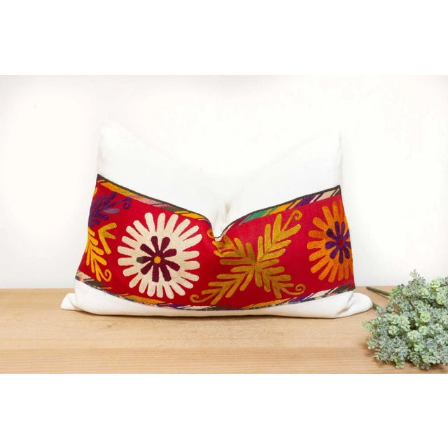 Textile Antique Uzbek Suzani Linen Pillow For Sale - Image 7 of 7