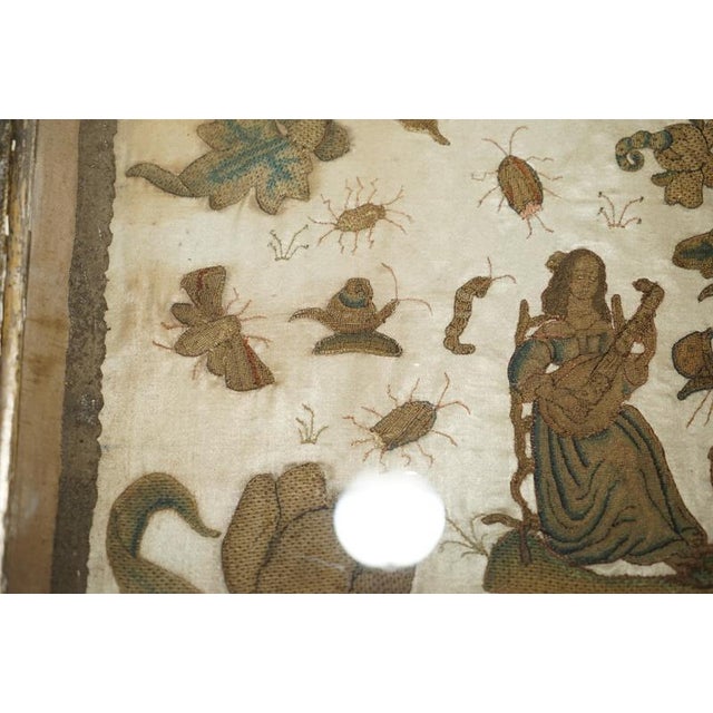English Charles II Stumpwork Needlework Picture, 1650 For Sale - Image 14 of 18