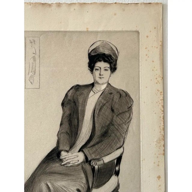 Printmaking Materials Rare C. 1920 Antique Etching: "Rachel" by Henry Brewerton Quinan (1876–1948) Alaska Artist For Sale - Image 7 of 8