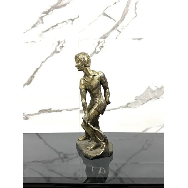 Art Deco Young Tennis Player in Bronze, 1950s For Sale - Image 3 of 7