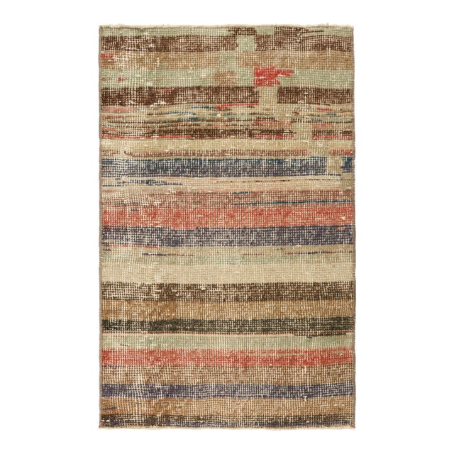 Vintage Zeki Müren Rug in Polychromatic Geometric Stripes, From Rug & Kilim For Sale