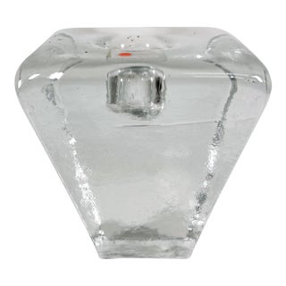 Handmade Ice Glass Candle Holder Blenko Company Wv For Sale